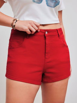 Cider - Denim Mid Rise Solid Pocket Micro Shorts Curve & Plus