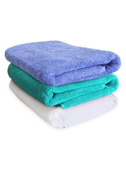 Heelium - Bamboo Bath Towel, Soft, Absorbent & Odour Free, 140x70cm, Set of 3 (Iris, Teal, White)