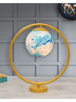 Homesake - Gold Table Light Frosted Blue Shade Round