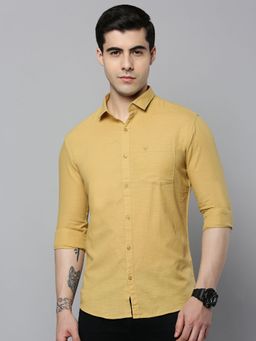 SHOWOFFFF - Mens Spread Collar Khaki Solid Shirt