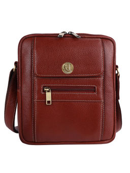 HiLEDER - Pure Leather Messenger 9" Sling Cross Body Travel Bag Men Women Tan