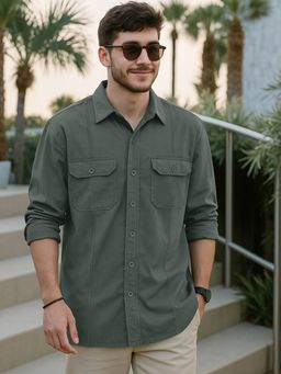 Bewakoof - Men's Grey Oversized Cargo Shirt