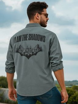 Bewakoof - Official Marvel Mens Dark Grey Batman Graphic Printed Oversized Shirt