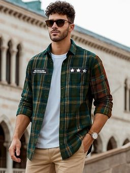 Bewakoof - Men's Green & Black Checked Shirt