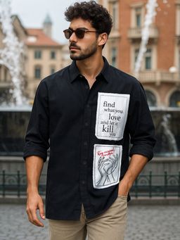Bewakoof - Men's Jet Black Stay Original Graphic Printed Oversized Shirt