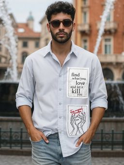 Bewakoof - Men's Grey Stay Original Graphic Printed Oversized Shirt