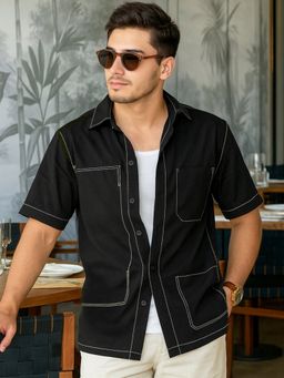 Bewakoof - Men's Jet Black Oversized Shirt