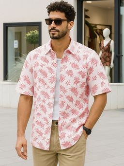 Bewakoof - Men's Soft Peach All Over Printed Oversized Shirt
