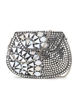 Anekaant - Mosaic Silver & White Metal Embellished Clutch
