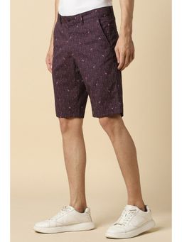 Allen Solly - Men Burgundy Printed Slim Fit Shorts