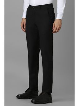 Louis Philippe - Men Black Slim Fit Solid Flat Front Formal Trousers