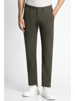 Peter England - Men Green Solid Super Slim Fit Trousers