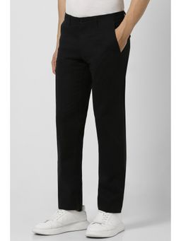 Van Heusen - Men Black Solid Slim Fit Trousers