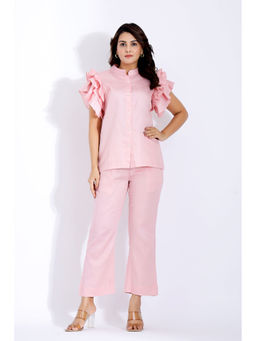 PLUM AND SODA - Pink Ruffle Co-Ord Set For Women (Set of 2)