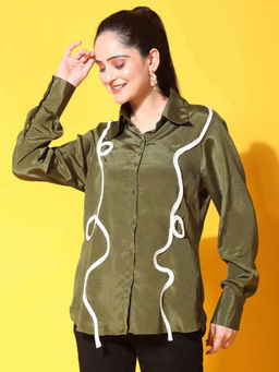 PLUM AND SODA - Olive Green Shirt For Women