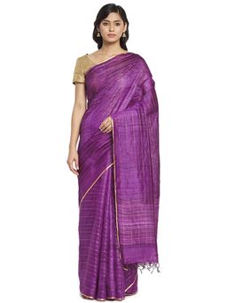 Fabindia - Purple Hand Woven Silk Sari