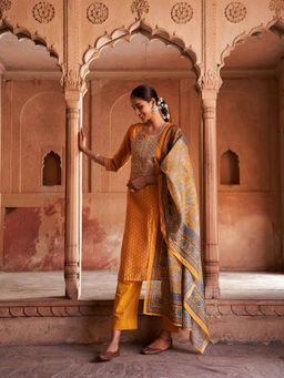 HERITAGE - Mustard Kurta with Pant & Dupatta (Set of 3)