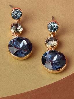 Accessorize London - Women's Blue Harvest Triple Gem Drop Earring