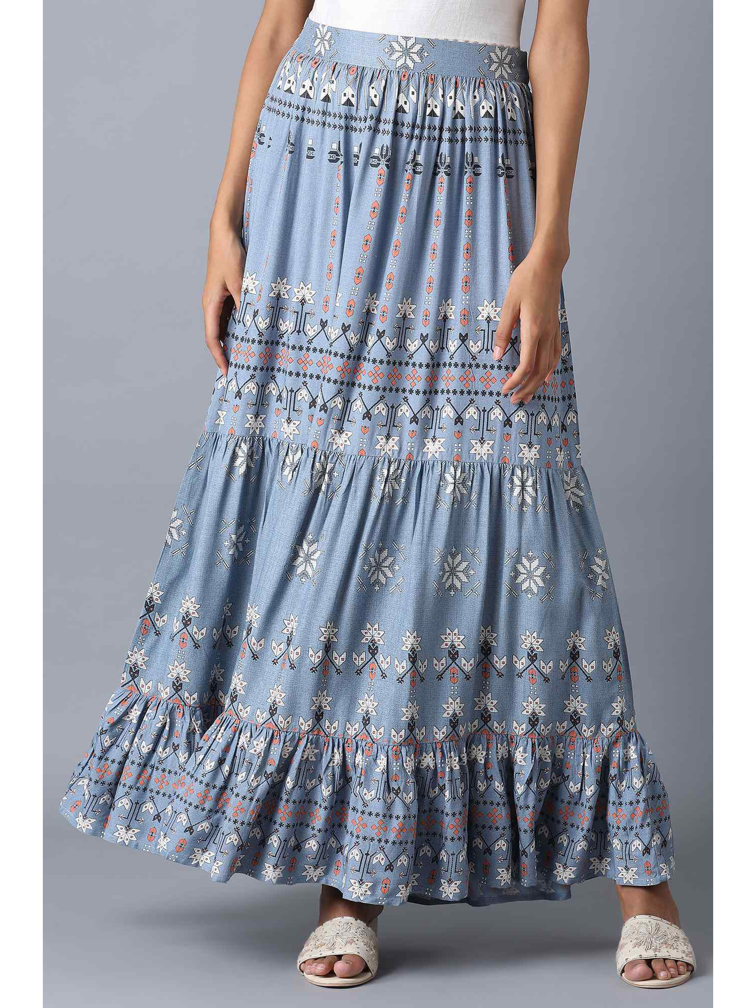 Blue Geometric Skirt-picture-35