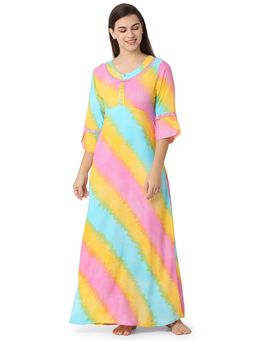 Juliet - Womens Printed Premium Rayon Nighty Multi-Color