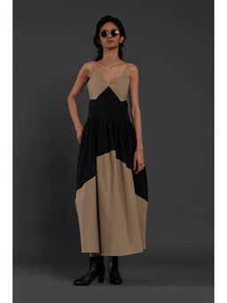 Mati - Strap Beige and Black Dress