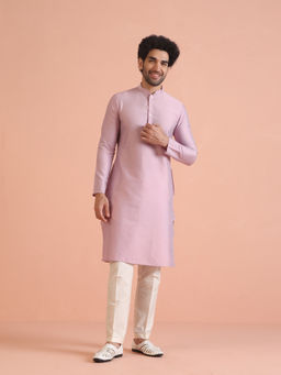 KISAH - Men Pink Solid Kurta with Pant (Set of 2)