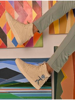 07-10 - 7-10 304 Beige Doodle Print Canvas High-top Sneaker