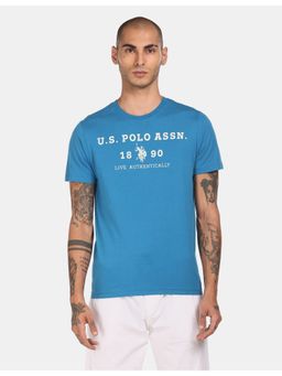 U.S. POLO ASSN. - Men Blue I683 Comfort Fit Printed Cotton Viscose Polyester T-Shirt