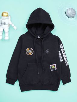 KiddoPanti - Boys Full Sleeve Hoodie With Multi Badge