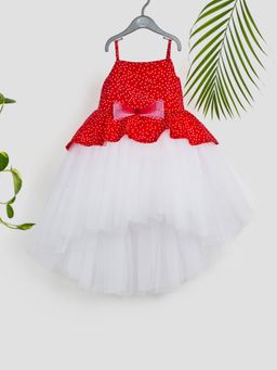 Toy Balloon Kids - Kids White Hi Low Girls Party Wear Dress