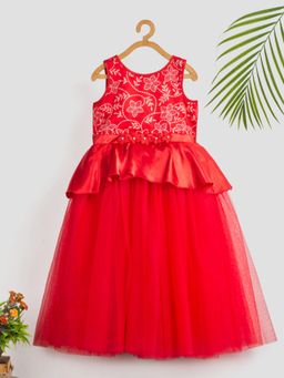Toy Balloon Kids - Kids Red Gown Girls Party Wear Dress
