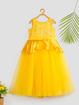 Toy Balloon Kids - Kids Yellow Gown Girls Party Wear Dress