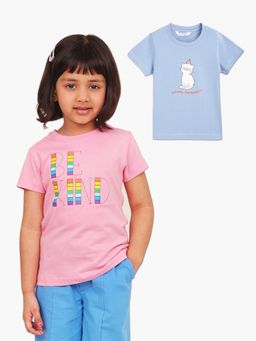 Campana - Girls Zuri Short Sleeves Printed T-Shirts (Pack Of 2)
