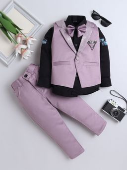 FOURFOLDS - Boys Pink Waistcoat and Shirt with Trouser and Bow (Set of 4)