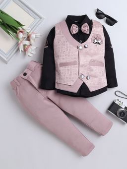 FOURFOLDS - Boys Pink Waistcoat and Shirt with Trouser and Bow (Set of 4)