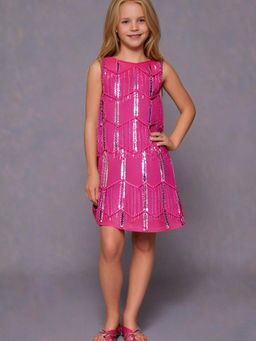 CHERRY CRUMBLE BY NITT HYMAN - Pink Party Wear A Line Sequin and Beads Summer Dress
