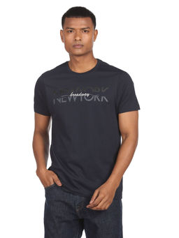 Arrow Newyork - Arrow New York Men Navy Cotton Graphic Print T-shirt