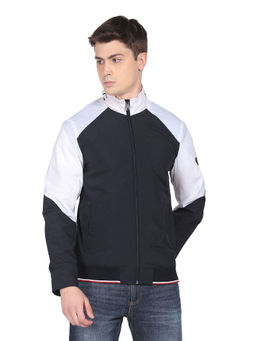 Arrow Sports - Men Navy Colour Block Nylon Casual Jacket