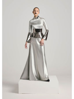 AKHL - Silver Dress with Corset Belt (Set of 2)