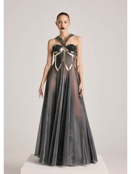 AKHL - Metallic Lurex Tulle Godet Dress
