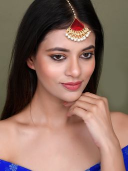 Silvermerc Designs - Gold Plated Kundan Ethnic Maang Tikka