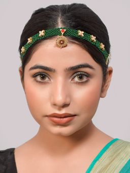 Silvermerc Designs - Green Beads Headchain With Borla