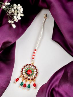 Silvermerc Designs - Meenakari Kundan Maang Tikka
