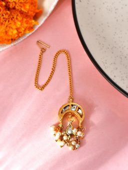 Silvermerc Designs - Kundan Gold Plated Matha Tikka