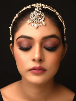 AG'S - White Stone Kundan Gold Plated Mathapatti