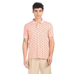 U.S. POLO ASSN. - Men Light Pink All Over Print Cotton Polo T-shirt