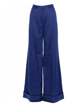 self-portrait - Blue Flared Flat Front Pant