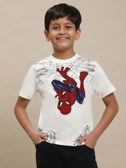 Kidsville - Spiderman Graphic Off-White T-Shirt for Boys