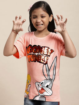 Kidsville - Looney Tunes Graphic Peach T-Shirt for Girls