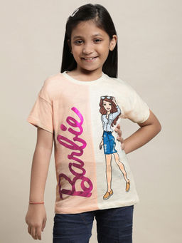 Kidsville - Barbie Graphic Beige T-Shirt for Girls